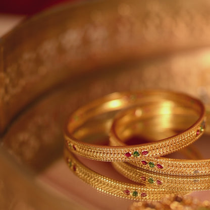 Ruchira Kempu Antique Silver Bangles