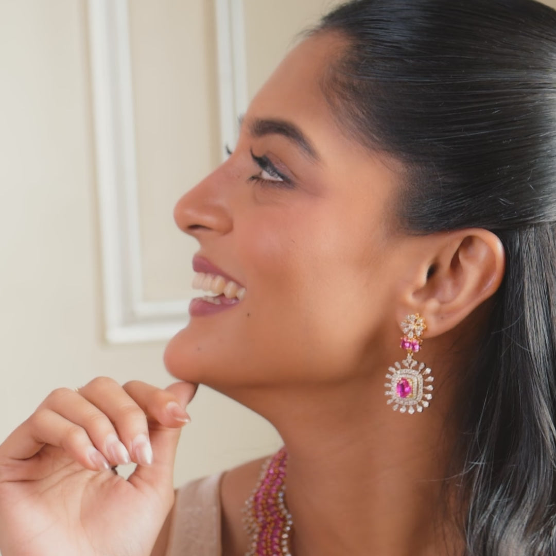 Swari CZ Silver Necklace Set
