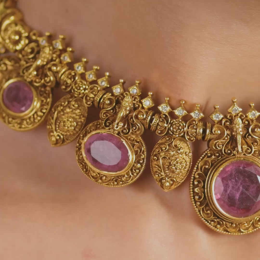 Naina Antique Silver Necklace Set