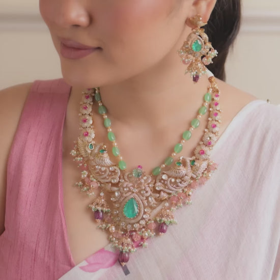 Amravati Moissanite Silver Necklace Set
