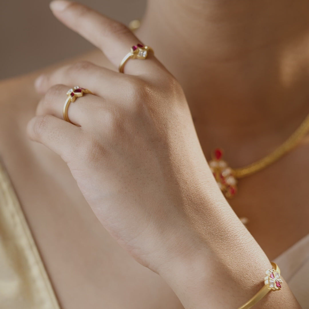 Traya Jadau Silver Ring