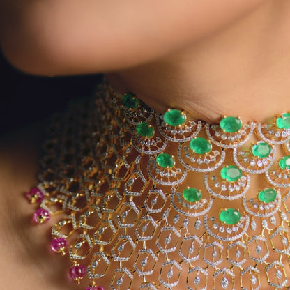 Prisha CZ Silver Choker Set