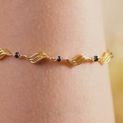 Wave Charm CZ Silver Mangalsutra Bracelet