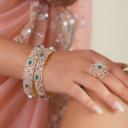 Malini CZ Silver Bangles