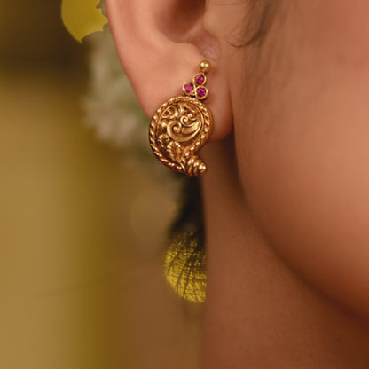 Charvi Mango Antique Silver Stud Earrings