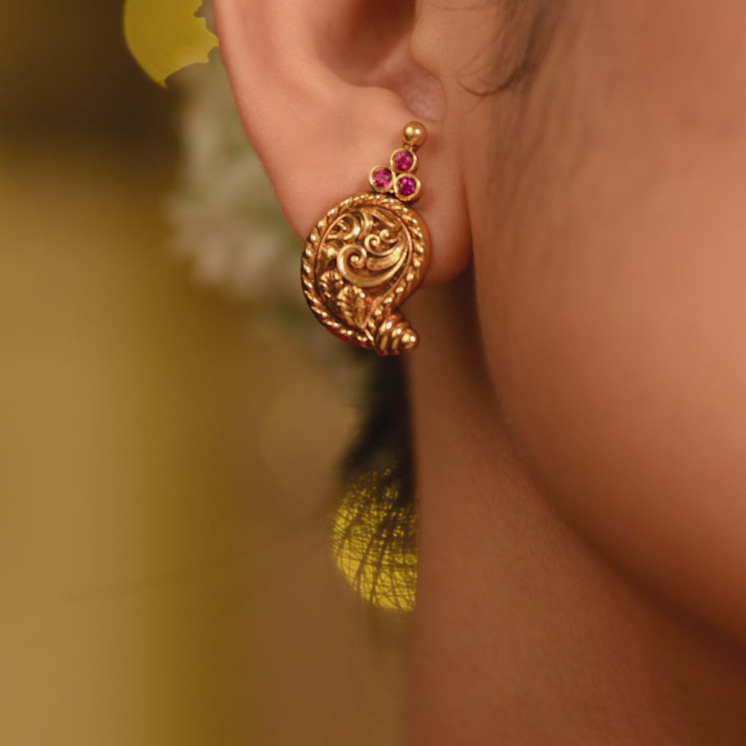 Charvi Mango Antique Silver Stud Earrings