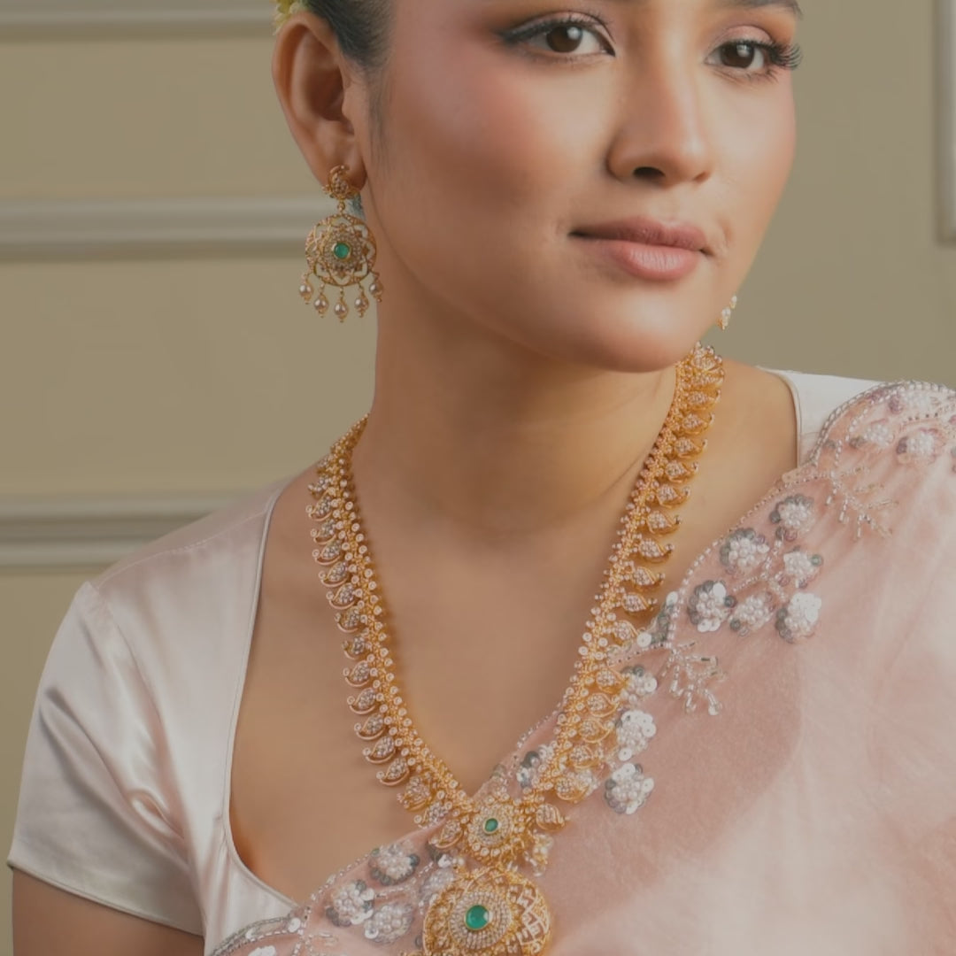 Ira Paisley Silver Long Necklace Set