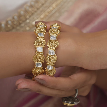 Rahini Nakshi Moissanite Silver Bangles