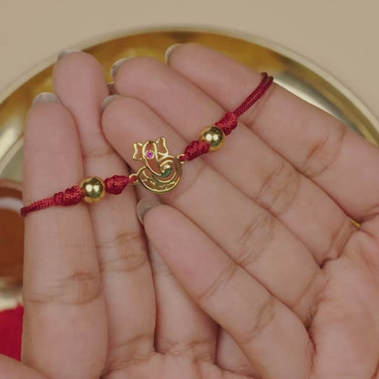 Shree Ganesha Gold Plated Silver Rakhi