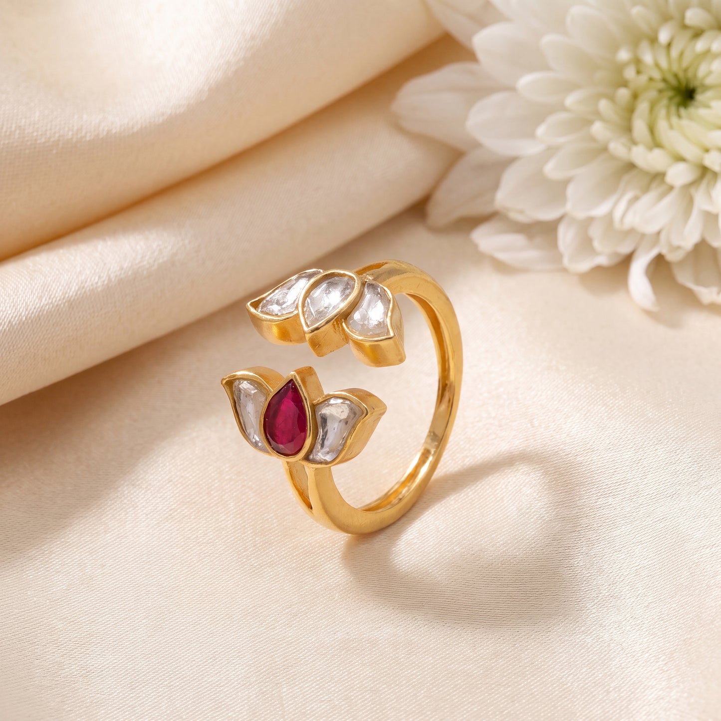 Taamara Kempu Jadau Silver Finger Ring