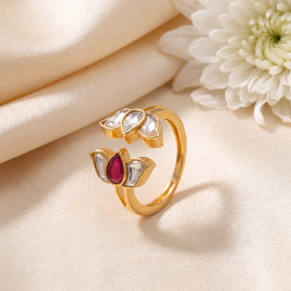 Taamara Kempu Jadau Silver Finger Ring