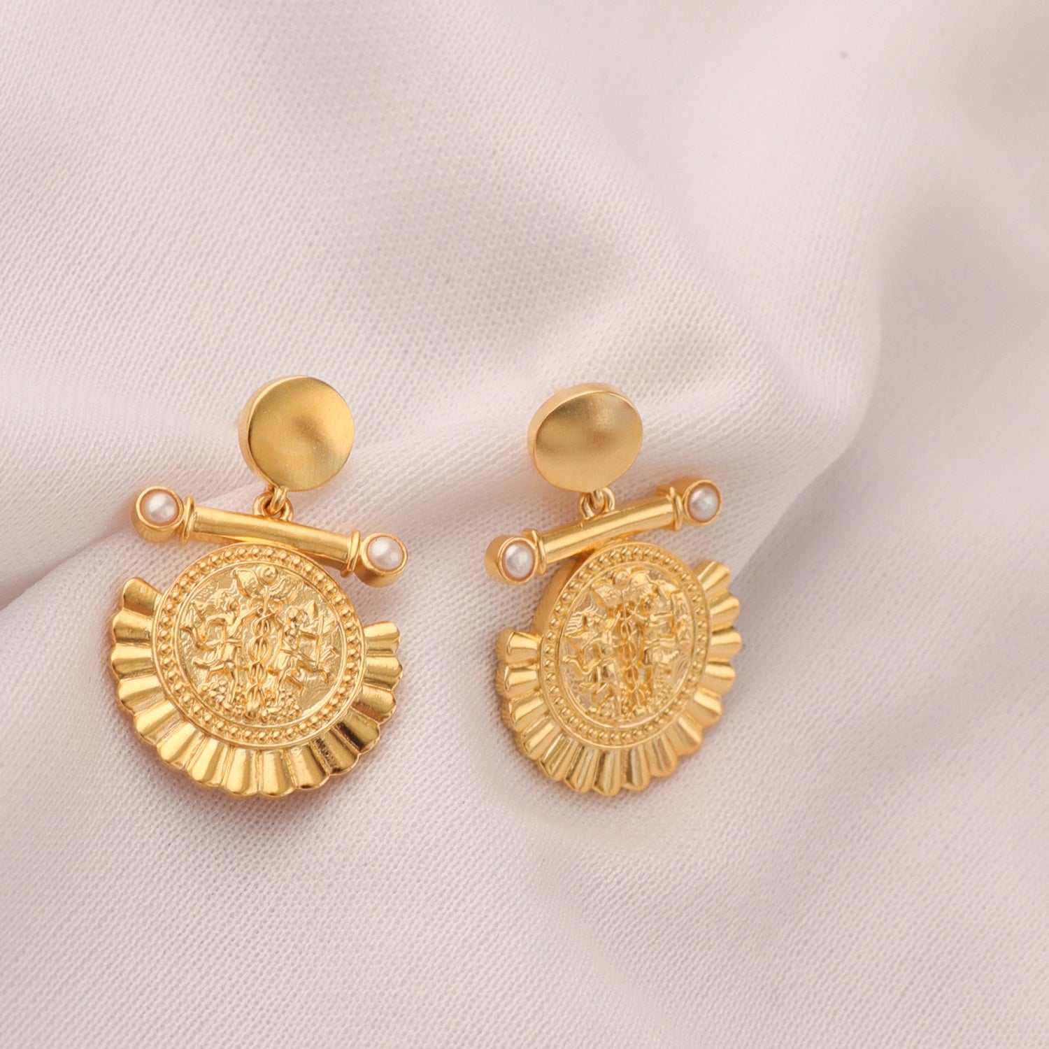 Pearl Gemini Zodiac Gold Plated Silver Earrings