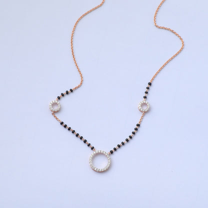 Black Bead CZ Charms Silver Mangalsutra
