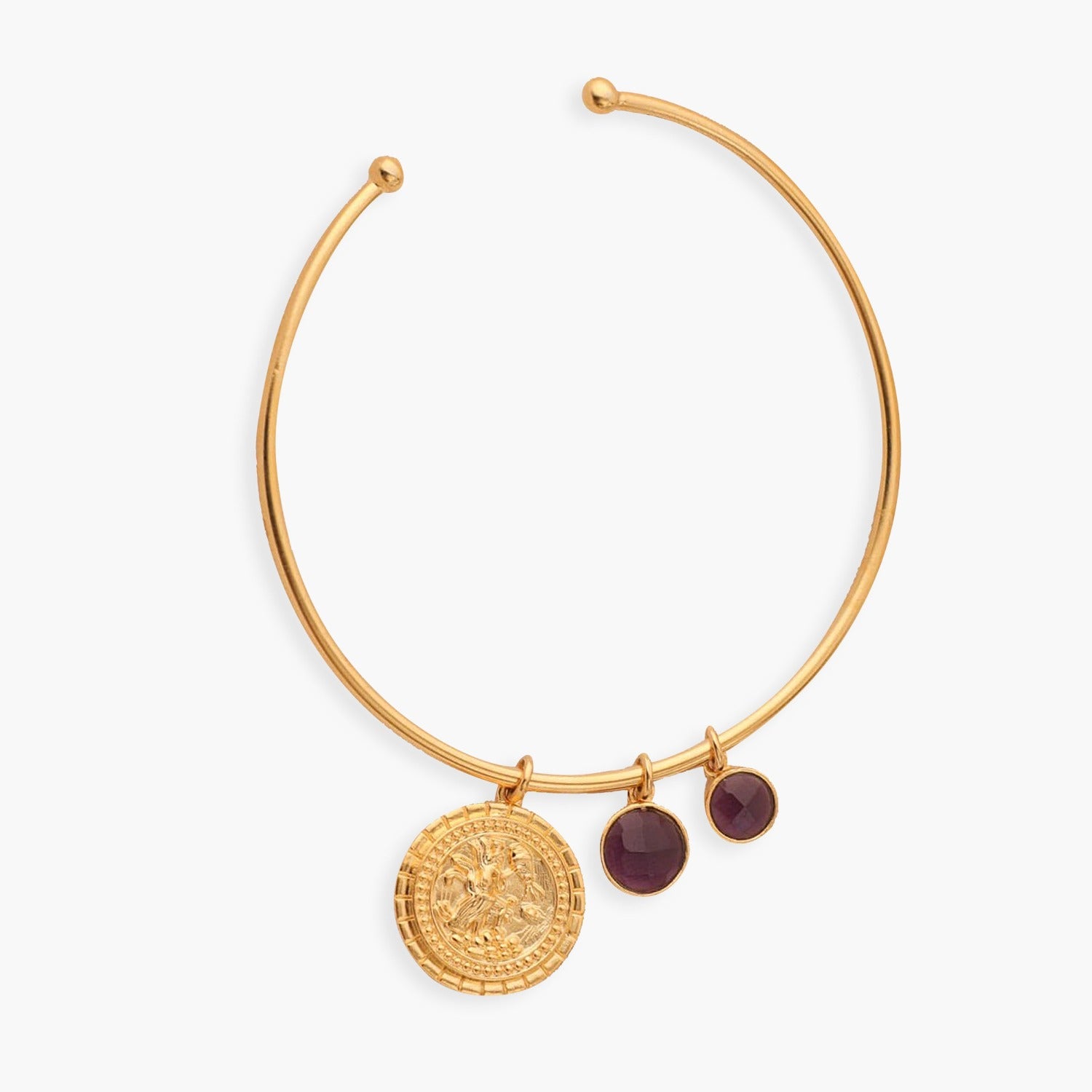 Amethyst Aquarius Zodiac Gold Plated Silver Chain Bracelet