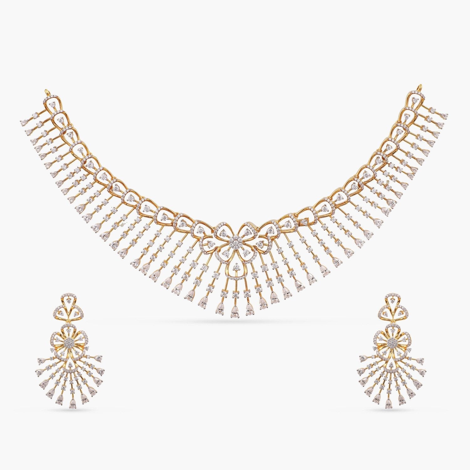 Prafulti Zircon Silver Necklace Set