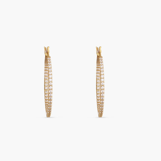 Round CZ Delicate Hoop Silver Earrings