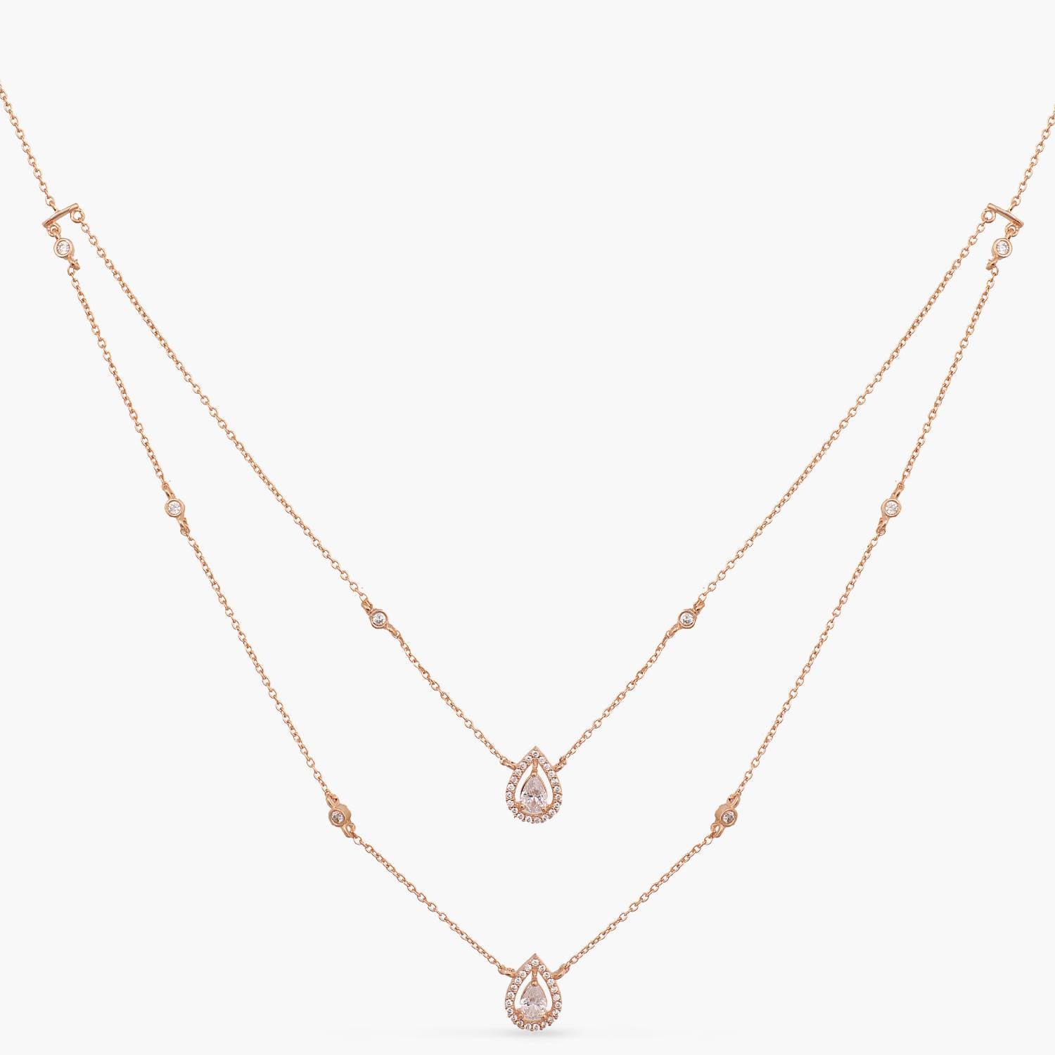 Heart, Diamante And Bar Stud Pendants Rose Gold-toned Four Layered Necklace,  पेंडेंट हार, पेंडेंट नेकलेस - Ayesha Fashion Private Limited | ID:  2850579659933