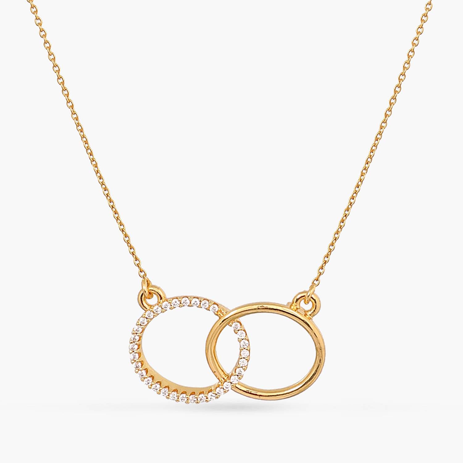 Gold Double Circles Necklace (Medium) 18” – Gilded Peach Studio