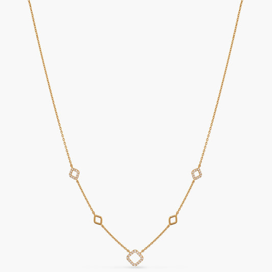 Square CZ Charm Delicate Silver Necklace