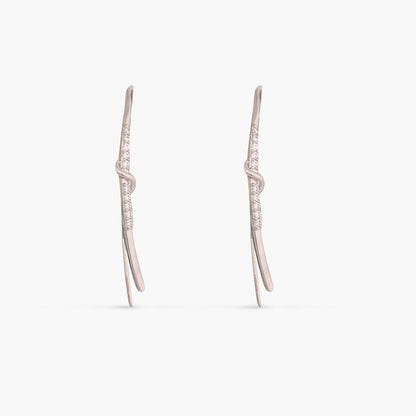 Classic CZ Knot Silver Hoop Earrings