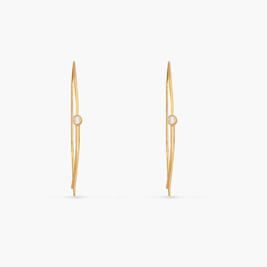 Simple CZ Silver Hoop Earrings