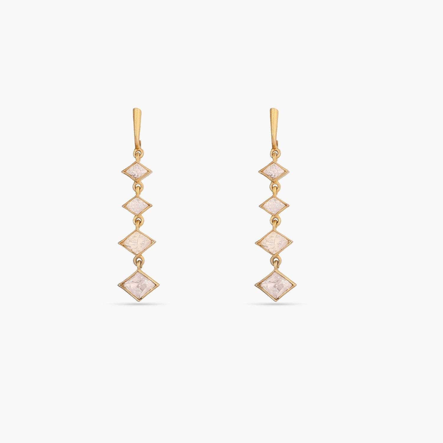 Eva Gold Plated Moissanite Silver Drop Earrings 