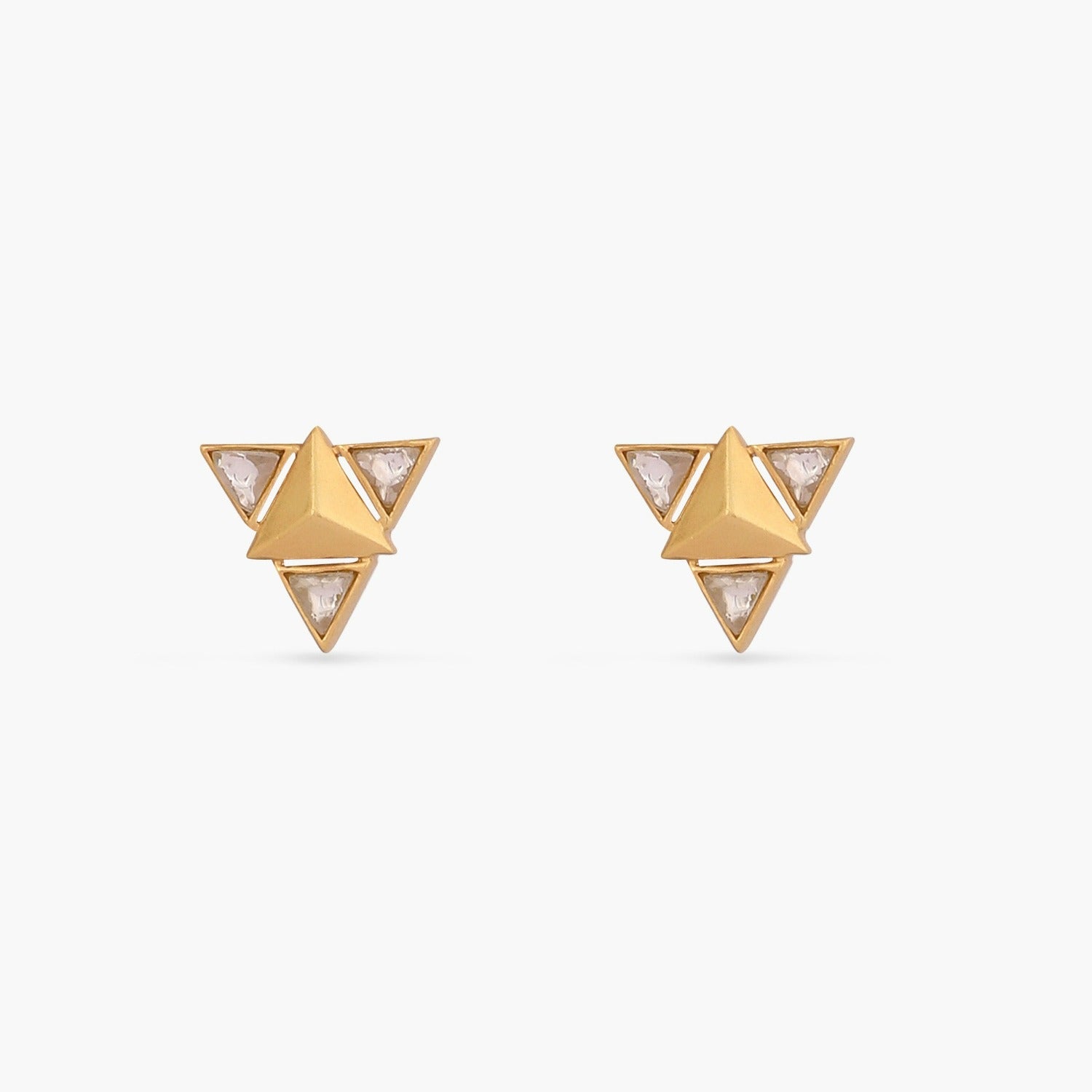 Pyramid Minimal Silver Stud Earrings