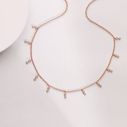 Drop Shine CZ Charm Delicate Silver Necklace