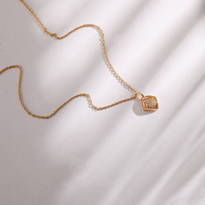 Single CZ Delicate Charm Silver Pendant Necklace