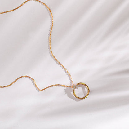 Ring Charm Delicate Silver Pendant Necklace