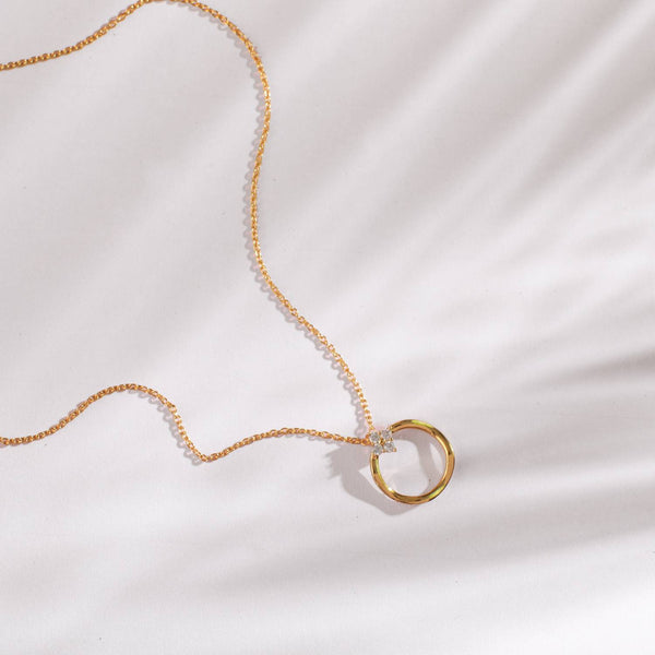 Gold Hoop Pendant | Leather Necklace | b&g