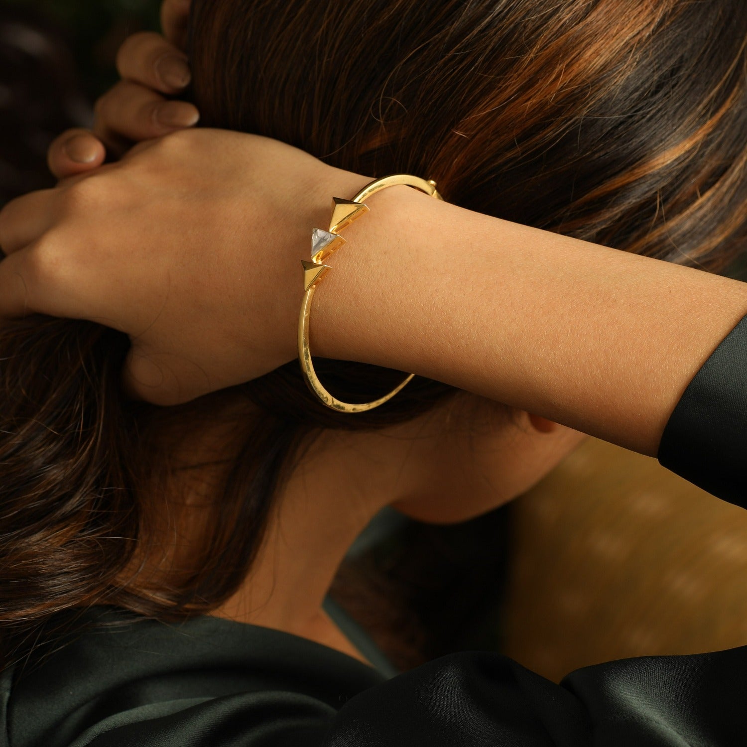 Minimalist black bracelet with gold stainless steel detail – L'Homme Men's  Fashion