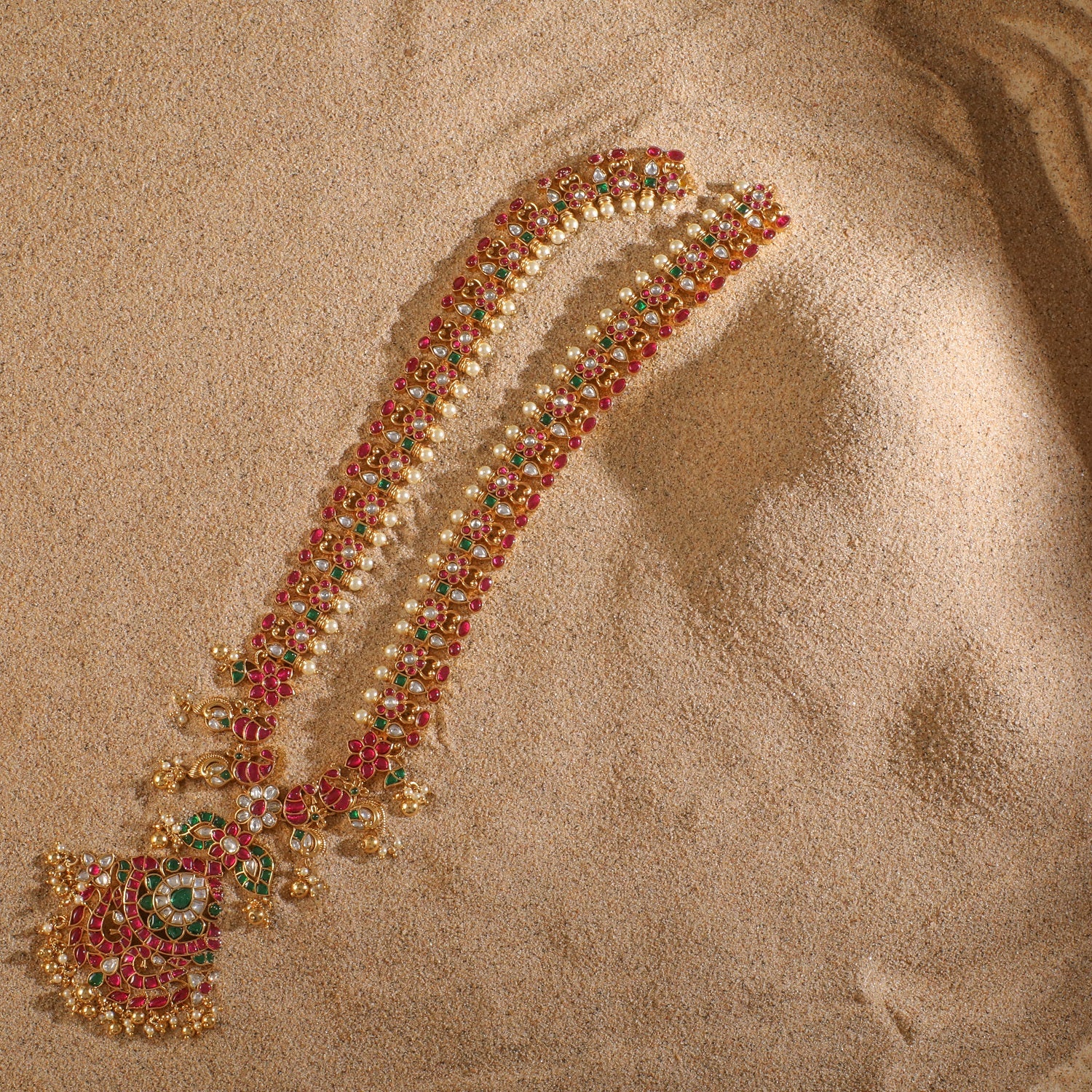 Orange Long Shankh Necklace With Silver Charms and Kaudi, An Absolute –  Shasmis