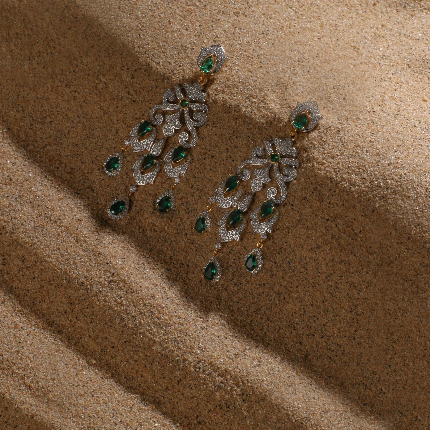 Emerald Diamond Drop Earring  Ouros Jewels