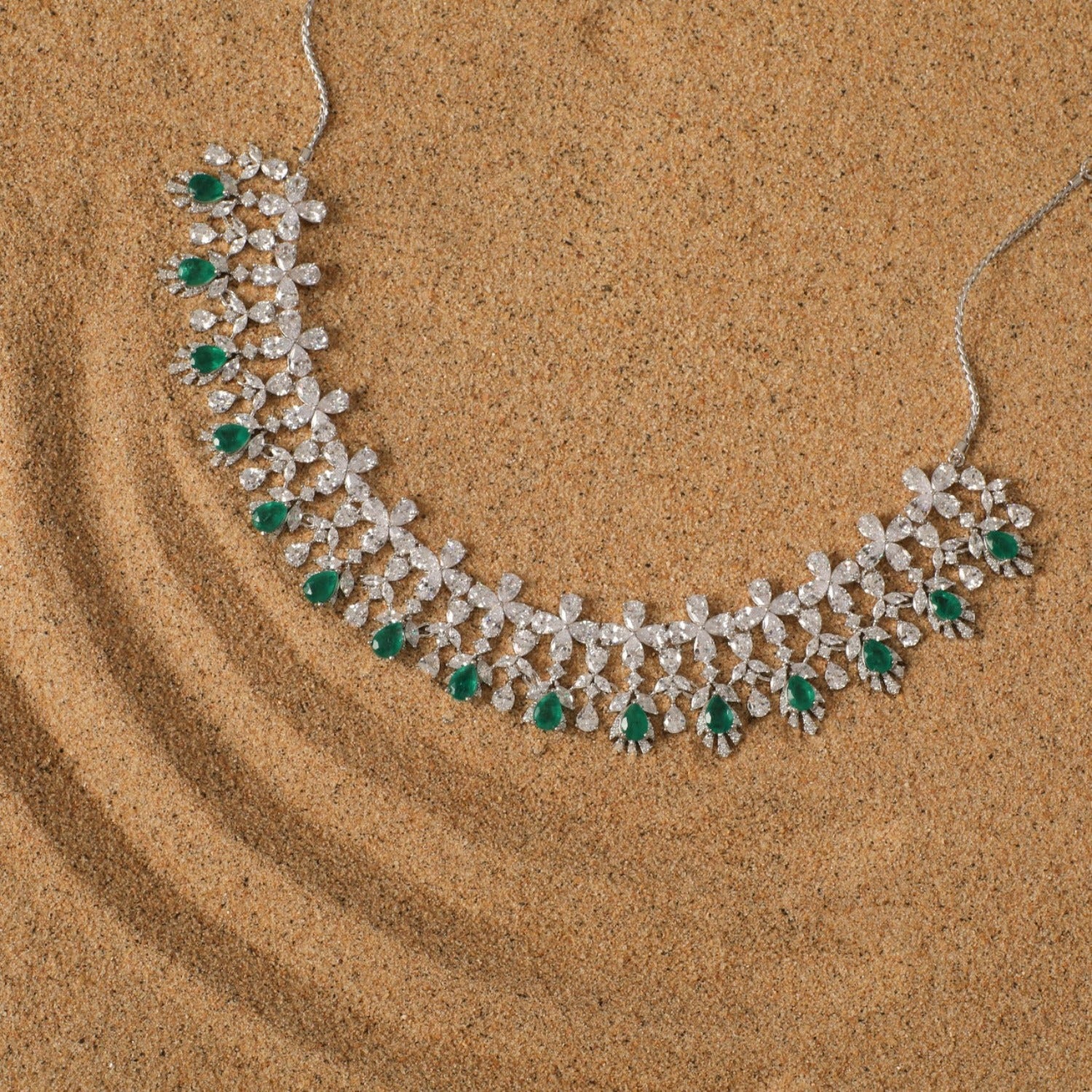 Bud CZ Grand Silver Necklace