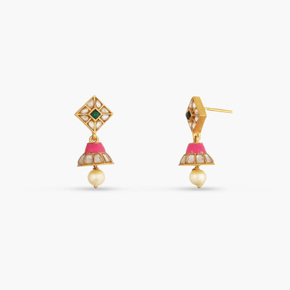 Dainty Kempu Silver Jhumki Earrings