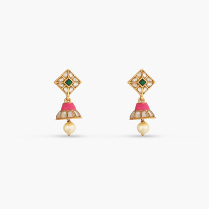 Dainty Kempu Silver Jhumki Earrings