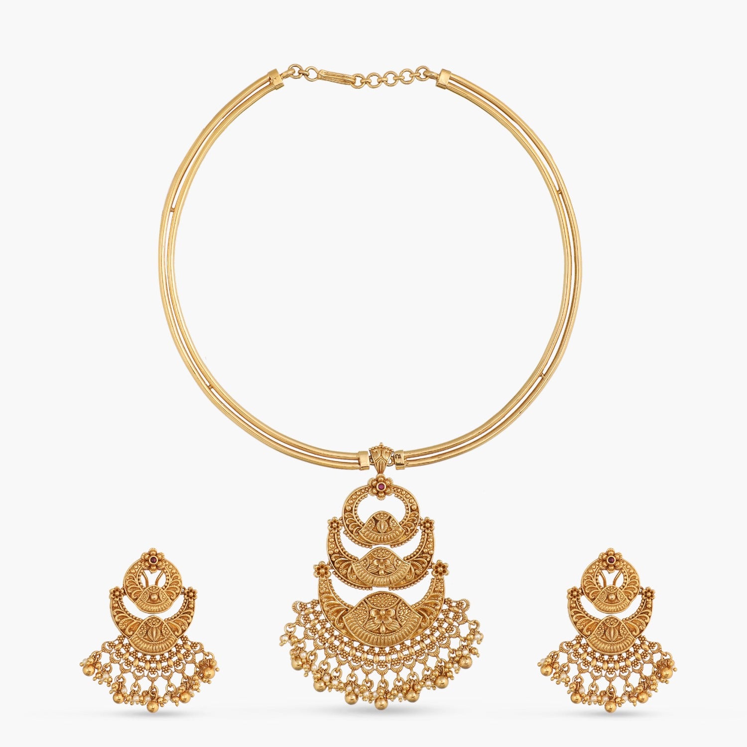 Swara Classic Hasli Silver Necklace Set