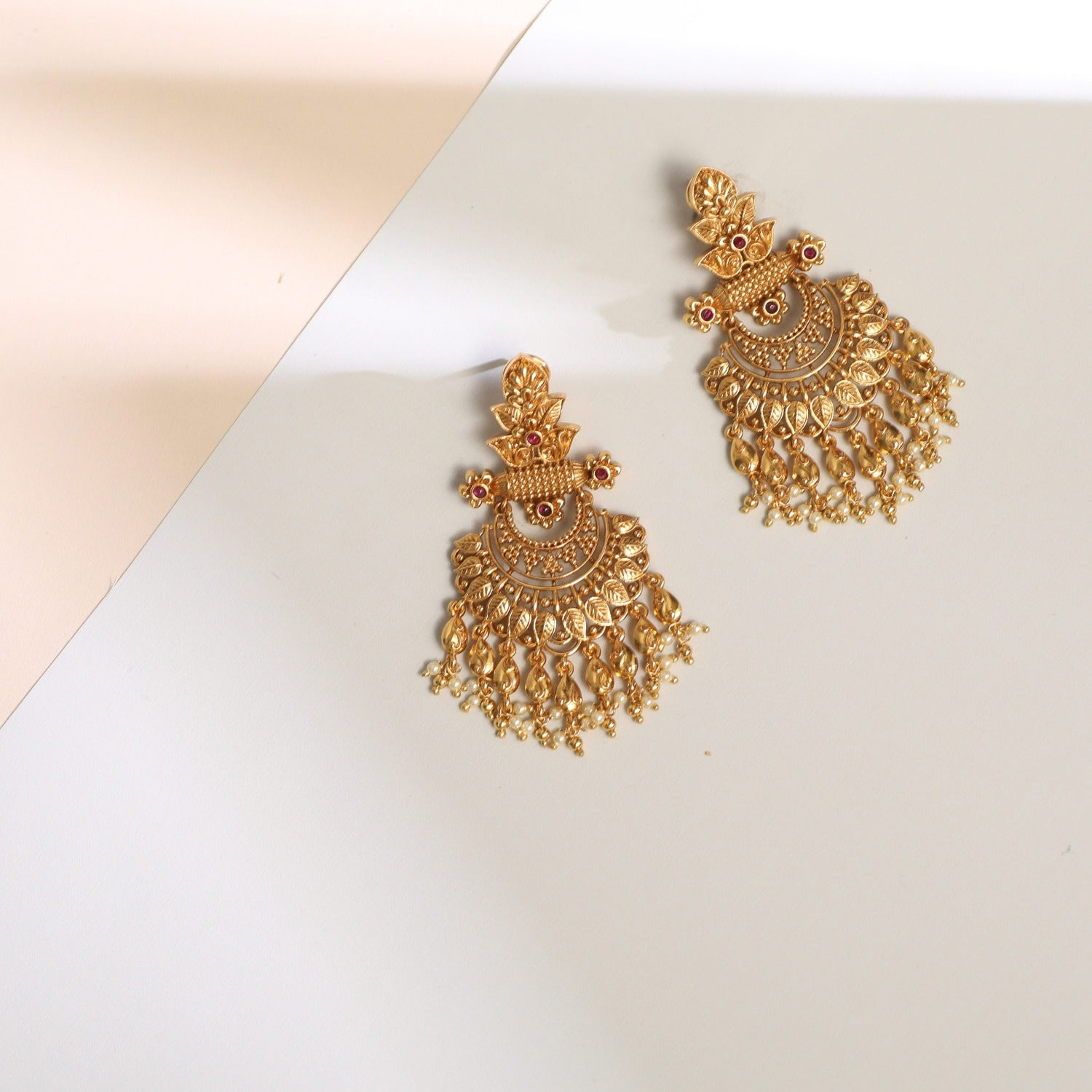 Gold Plated Stone Studded Chandbali Earrings : JCU1037