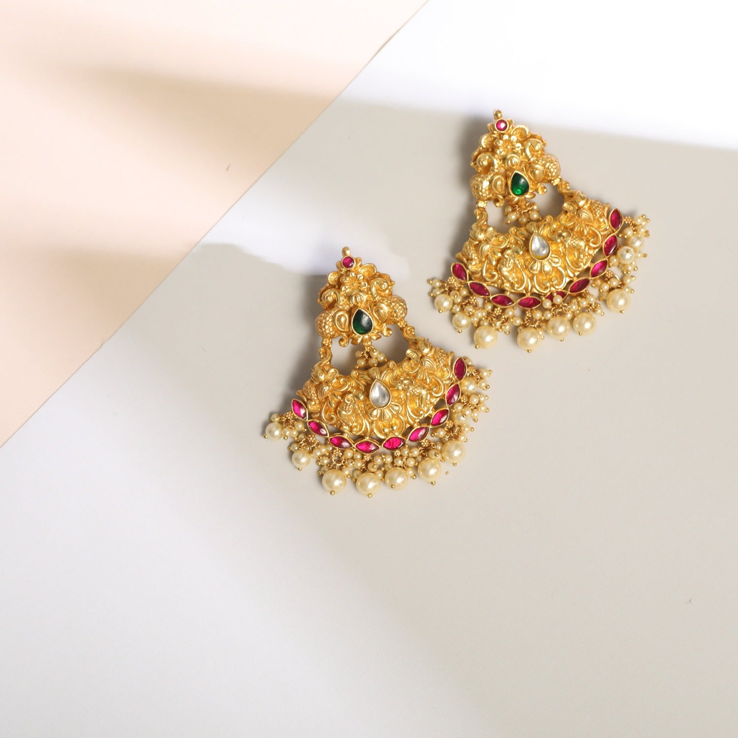 Antique gold plated earrings 44333 – Vijay & Sons