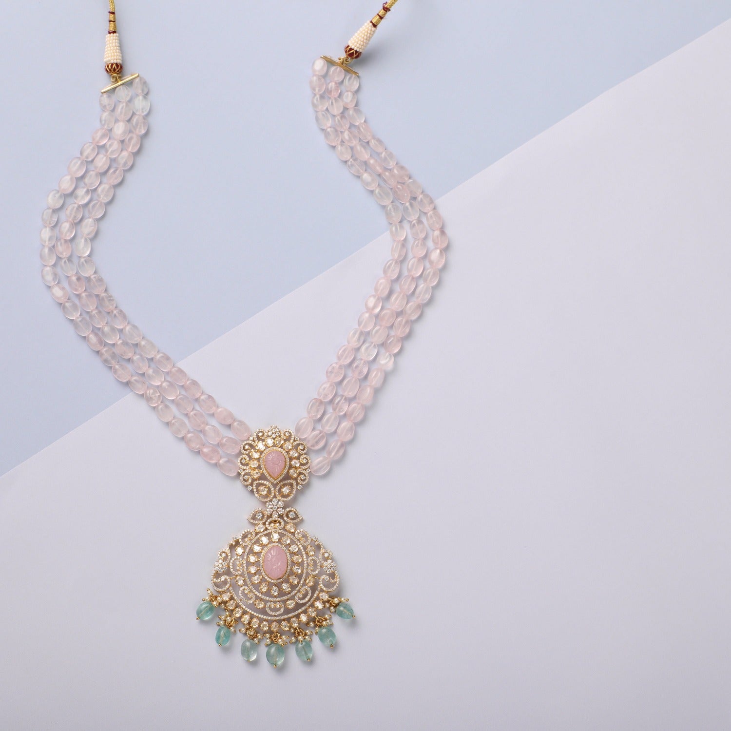 Beads Floral Moissanite Silver Necklace
