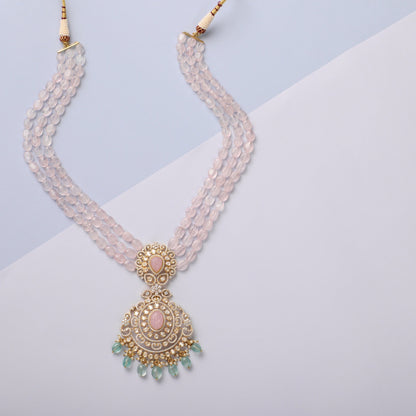 Beads Floral Moissanite Silver Necklace