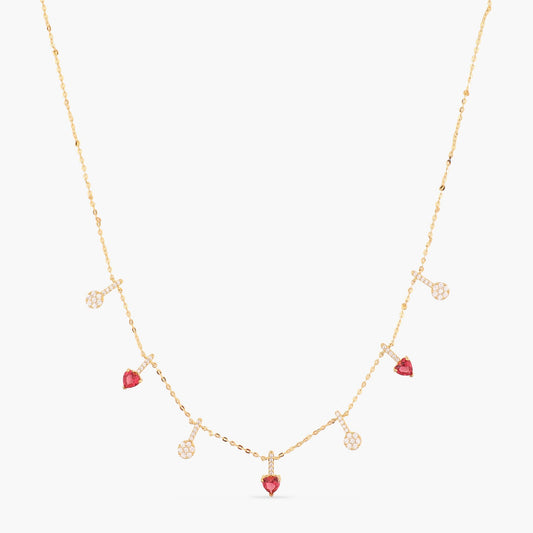 Heart CZ Charms Silver Necklace