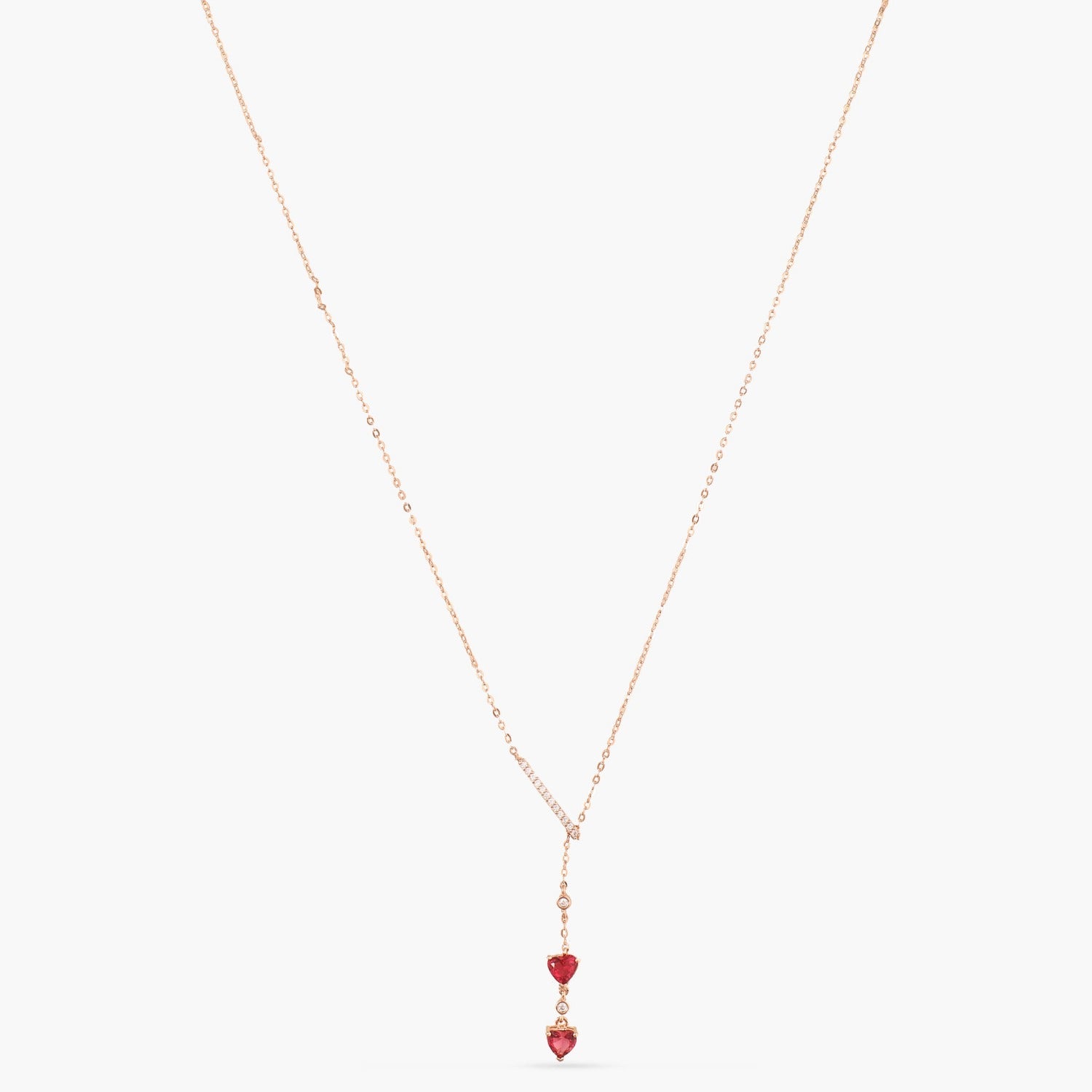 Heart CZ Charms Drop  Silver Necklace