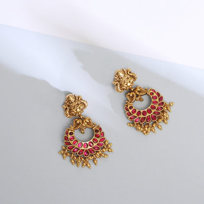 Subha Nakshi Temple Silver Chaandbali Earrings