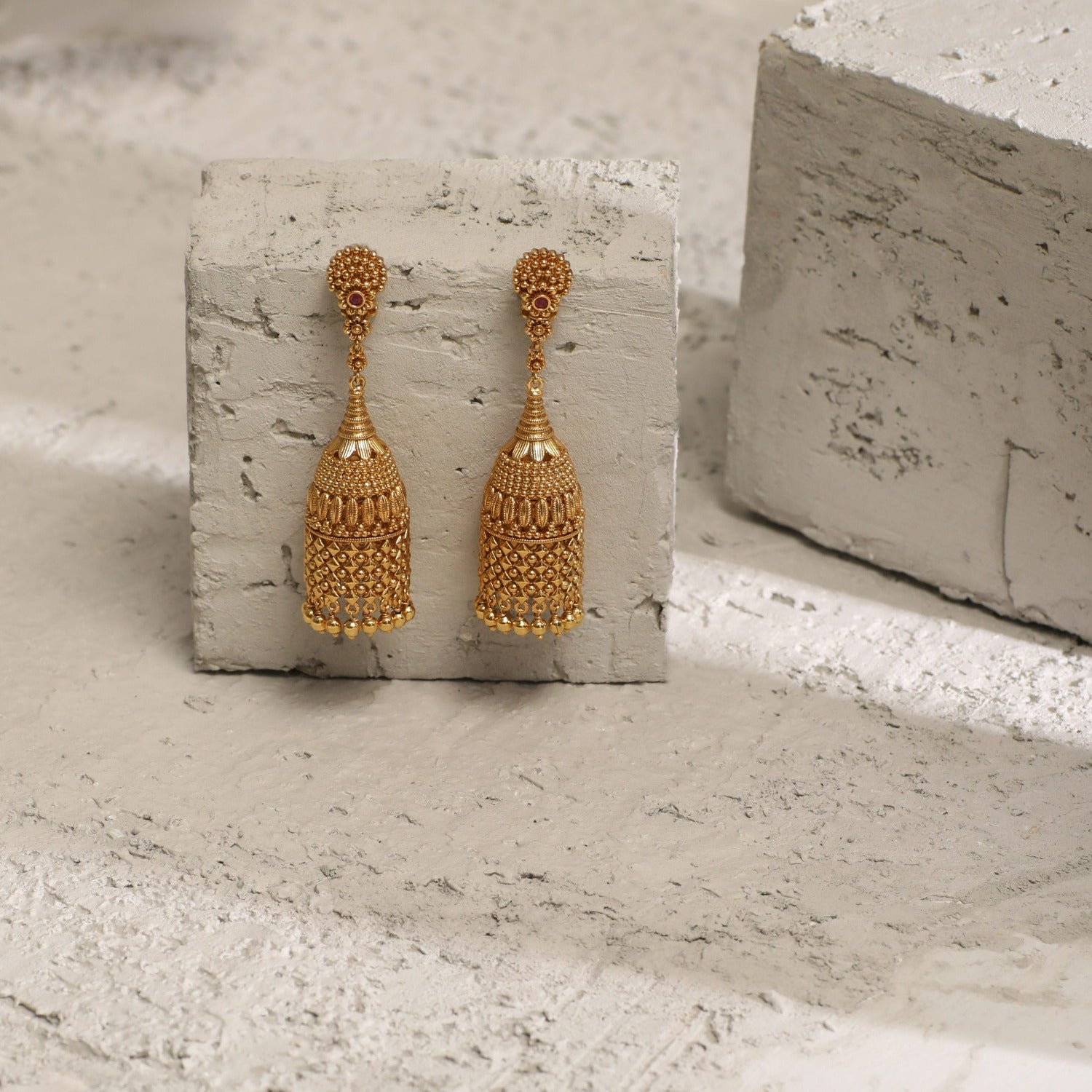 Antique Gold Tanishq Gold Jhumka With Price Peacock Inspired Gold