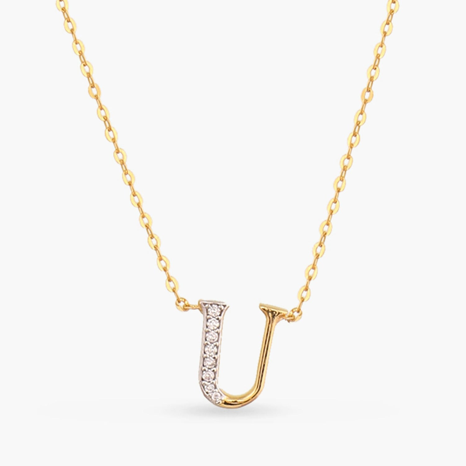 Alphabet Charms CZ Gold Plated Silver Necklace
