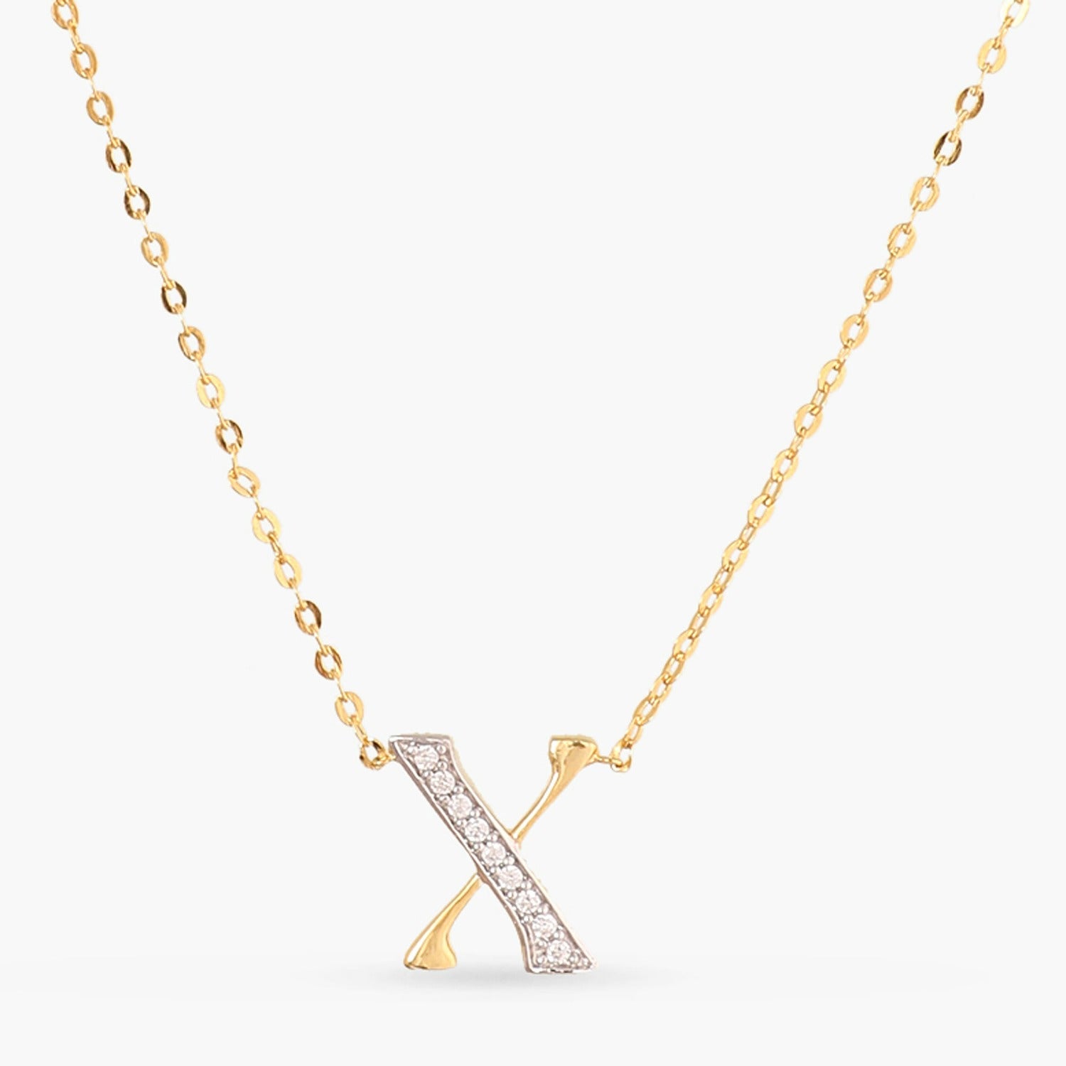 Alphabet Charms CZ Gold Plated Silver Necklace