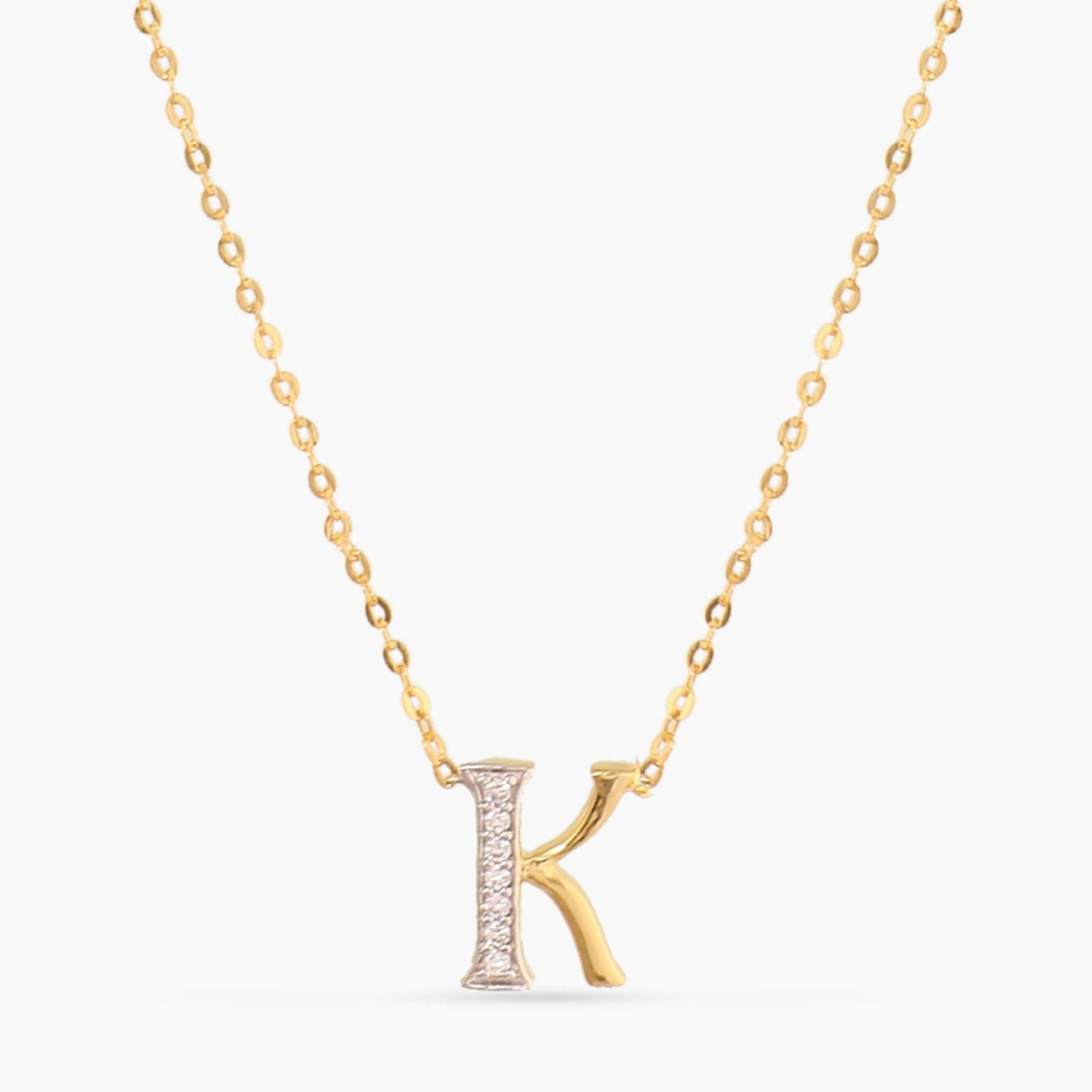 Alphabet Charms CZ Gold Plated Silver Necklace