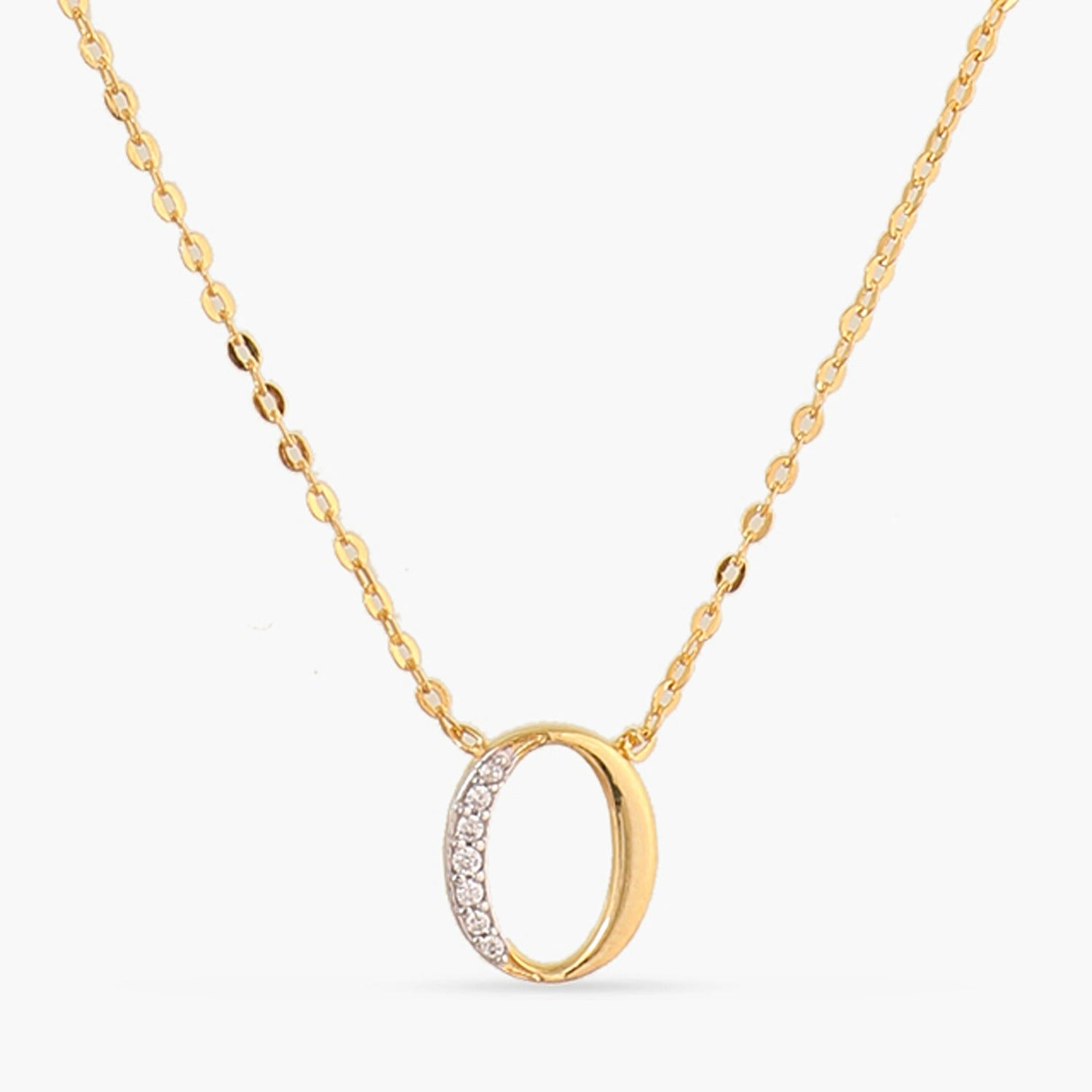 Alphabet Charms CZ Gold Plated Silver Necklace